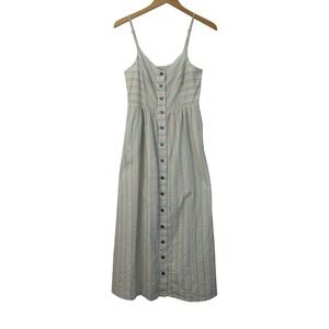 ModCloth Pastel Striped Seersucker Cotton Midi Dress Quite Clearly Charismatic M